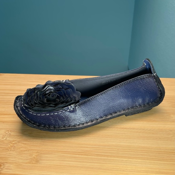 L'Artiste 'Dezi' Rosette Ballet Flats Navy Blue Rose Shoes Spring Step 38 7.5 8 - Picture 10 of 14